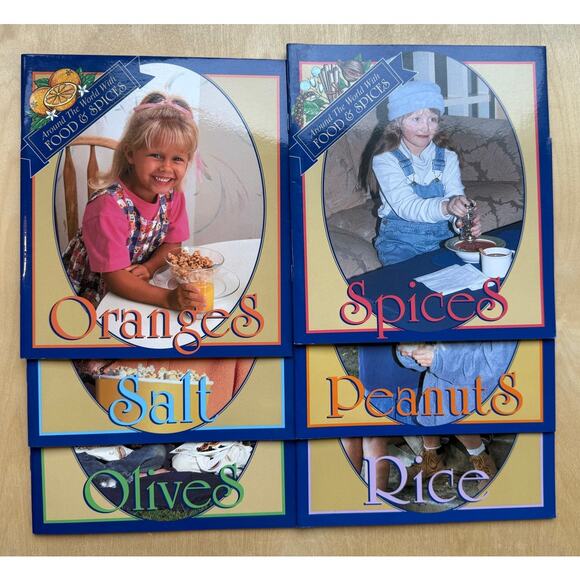 Lot of 6 Around the World with Food & Spices Books Paperback Ex Library - Picture 1 of 9